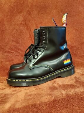Dr. Martens Black Leather Pride Boots